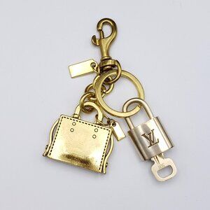 Authentic Louis Vuitton Lock & Key with Unbranded Golden Bag Charm, Keychain